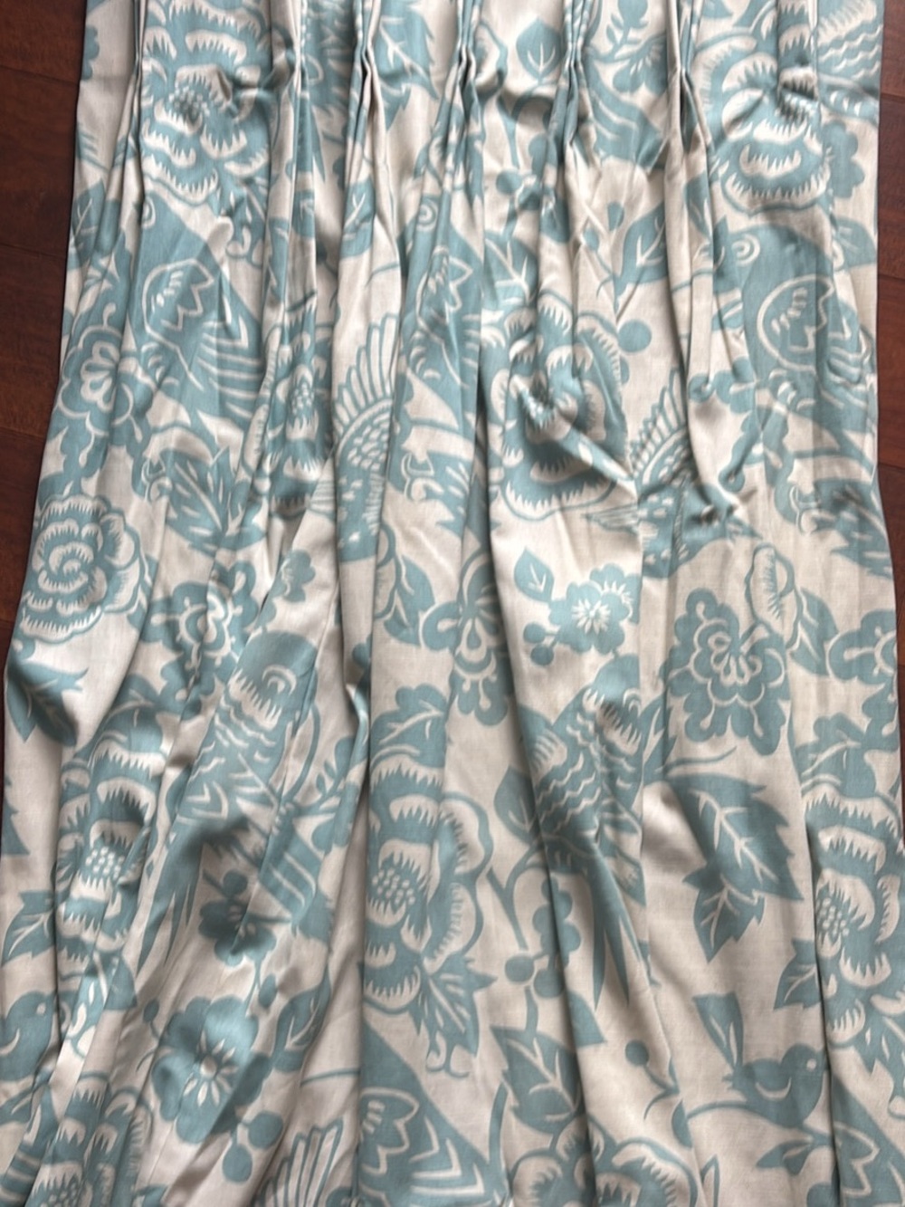 Calico Corner Custom  Light Blue Floral Patterned Curtain Panel set of 2